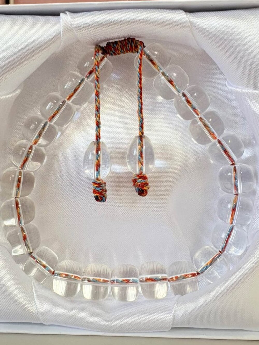 New White Crystal Colored String Balance Bracelet